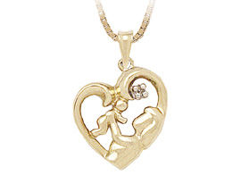 10K Gold Mother Love Diamond Heart Pendant