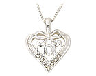 Ribbon Twist Diamond Heart Pendant 14K White Gold
