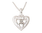 Diamond and Heart MOM Pendant 14K White Gold
