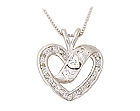 14K White Gold Diamond Heart Ribbon Laced MOM Pendant