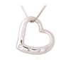 14K White Gold Open Heart Three Stone Diamond Pendant