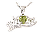 10K White Gold Peridot and Diamond MOM Pendant
