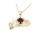 10K Gold Garnet and Diamond MOM Pendant