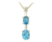 14K White Gold Blue Topaz and Diamond Drop Pendant