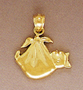 Swaddled Baby Pendant, 14K Gold