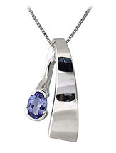 Modern Tanzanite Pendant - 14K White Gold