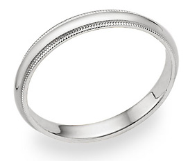 3mm Milgrain Wedding Band in 14K White Gold