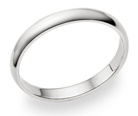 3mm Plain White Gold Wedding Band in 14K