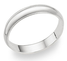 4mm Milgrain Wedding Band in 14K White Gold
