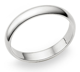 4mm Plain White Gold Wedding Band in 14K