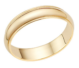 14K Gold 5mm Milligrain Wedding Band Ring
