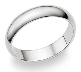 5mm Plain White Gold Wedding Band in 14K