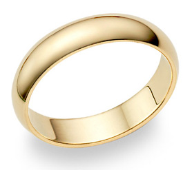 5mm Plain Gold Wedding Band in 14K