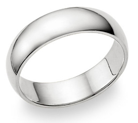 6mm Plain White Gold Wedding Band in 14K