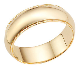 7mm 14K Gold Milgrain Wedding Band Ring