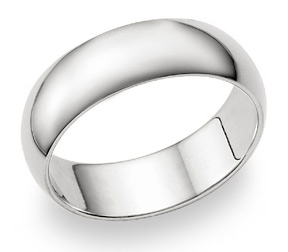 7mm Plain White Gold Wedding Band in 14K