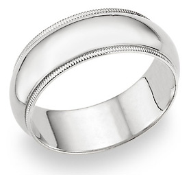 8mm Milgrain Wedding Band in 14K White Gold