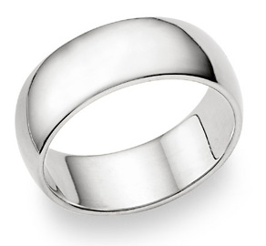 8mm Plain White Gold Wedding Band in 14K