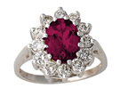 1.00 Carat Diamond and Ruby Ring, 14K White Gold