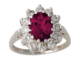 1.00 Carat Diamond and Ruby Ring, 14K White Gold
