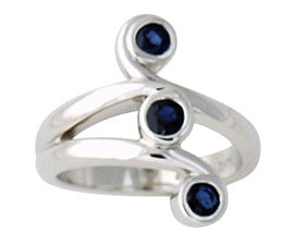 3 Stone Right Hand Sapphire Ring