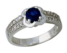 Sapphire and Diamond Ring, 14K White Gold