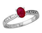 Oval-Cut Ruby and Diamond Ring, 14K White Gold