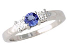 Three Stone Tanzanite and Diamond Ring