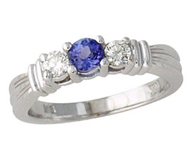 Tanzanite and Diamond Ring - 14K White Gold