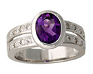 Amethyst and Diamond Ring - 14K White Gold