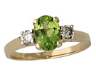 Peridot and Diamond Three Stone Ring 14K Yellow Gold