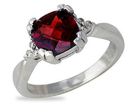 Garnet and Diamond Ring 14K White Gold