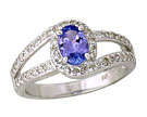 Oval Cut Tanzanite and Diamond Wrap Ring - 14K White Gold