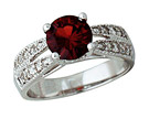 Garnet and Diamond Ring - 14K White Gold