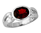 Garnet and Diamond Ring - 10K White Gold