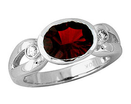 Garnet and Diamond Ring - 10K White Gold