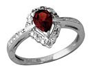 Pear Shape and Diamond Ring - 10K White Gold