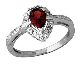 Pear Shape and Diamond Ring - 10K White Gold