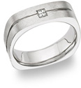 14K White Gold Square Diamond Wedding Band Ring