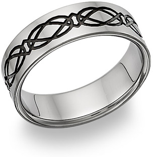 Black Titanium Celtic Knot Wedding Band Ring
