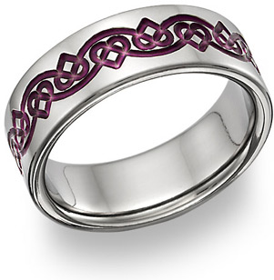 Purple heart wedding rings