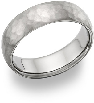 titanium hammered wedding rings