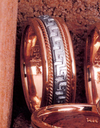 14K Rose Gold Roman Wedding Band Ring