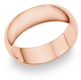 14K Rose Gold Comfort Fit Wedding Band Ring (7mm)