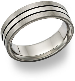 Black Titanium Wedding Band Ring