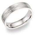 14K White Gold 2 Row Wedding Band Ring