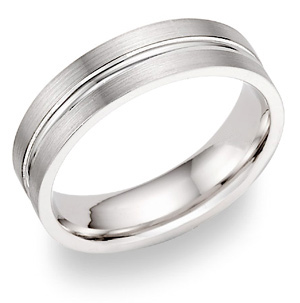 14K White Gold 2 Row Wedding Band Ring