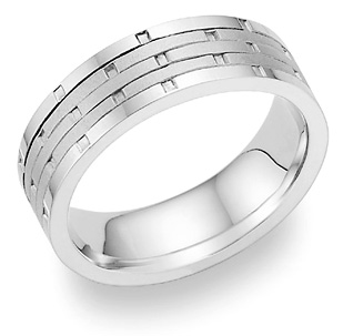 14K White Gold Design Wedding Band Ring