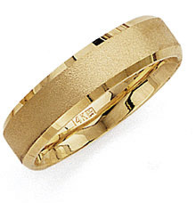 14K Gold Brushed 6mm Wedding Band Ring