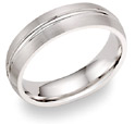 14K White Gold Brushed Wedding Band Ring